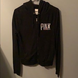 black zip up PINK hoodie